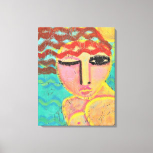 Rode kop op het Abstracte strand op OSB Canvas Afdruk
