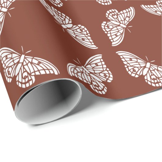 Rode koperen Kunsten en ambachtelijke vlinders Cadeaupapier (Rol Hoek)