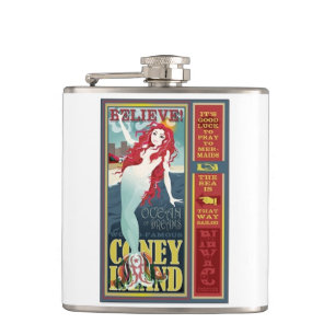 rode koppen op het eiland coney heupfles