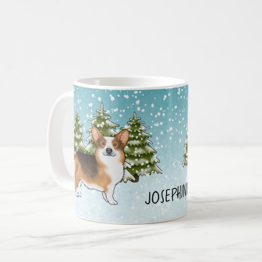 Rode koppen Tri Pembroke Corgi Winter Kerstmis (Voorkant links)