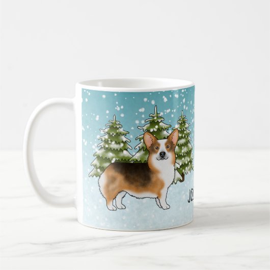 Rode koppen Tri Pembroke Corgi Winter Kerstmis (Links)
