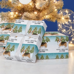 Rode koppen Tri Pembroke Corgi Winter Kerstmis Cadeaupapier