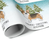 Rode koppen Tri Pembroke Corgi Winter Kerstmis Cadeaupapier (Rol Hoek)