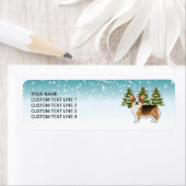 Rode koppen Tri Pembroke Corgi Winter Kerstmis Etiket (Insitu)