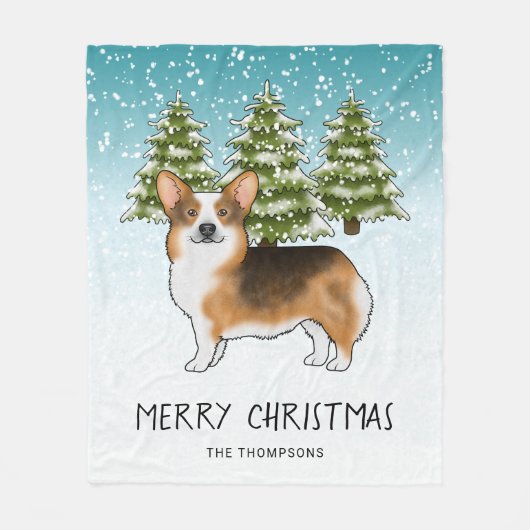 Rode koppen Tri Pembroke Corgi Winter Kerstmis Fleece Deken (Voorkant)
