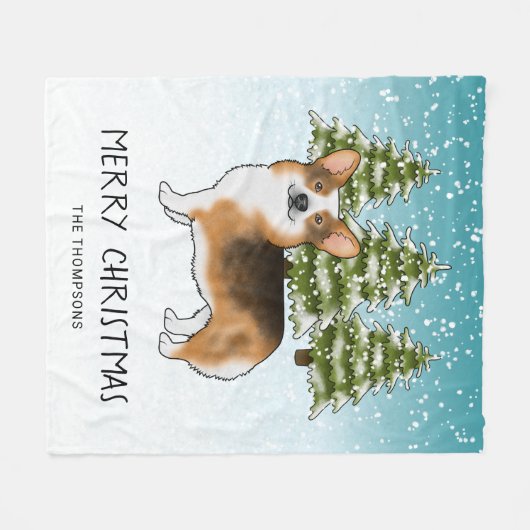 Rode koppen Tri Pembroke Corgi Winter Kerstmis Fleece Deken (Voorkant (Horizontaal))