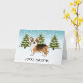 Rode koppen Tri Pembroke Corgi Winter Kerstmis Kaart (Gele Bloem)