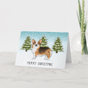Rode koppen Tri Pembroke Corgi Winter Kerstmis Kaart