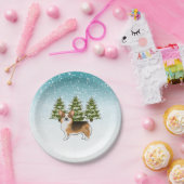 Rode koppen Tri Pembroke Corgi Winter Kerstmis Papieren Bordje (Feest)