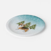 Rode koppen Tri Pembroke Corgi Winter Kerstmis Papieren Bordje (Gekanteld)