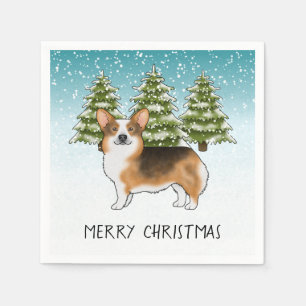 Rode koppen Tri Pembroke Corgi Winter Kerstmis Servet