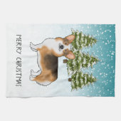 Rode koppen Tri Pembroke Corgi Winter Kerstmis Theedoek (Horizontaal)