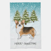 Rode koppen Tri Pembroke Corgi Winter Kerstmis Theedoek (Verticaal)
