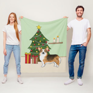 Rode koppen Tri Pembroke Welsh Corgi kerstboom Fleece Deken