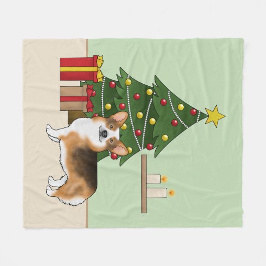 Rode koppen Tri Pembroke Welsh Corgi kerstboom Fleece Deken (Voorkant (Horizontaal))
