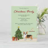 Rode koppen Tri Pembroke Welsh Corgi kerstboom Kaart (Staand voorkant)