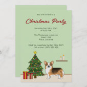 Rode koppen Tri Pembroke Welsh Corgi kerstboom Kaart (Voorkant / Achterkant)