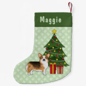 Rode koppen Tri Pembroke Welsh Corgi kerstboom Kleine Kerstsok (Achterkant)