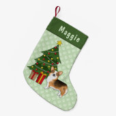 Rode koppen Tri Pembroke Welsh Corgi kerstboom Kleine Kerstsok (Voorkant (Hangend))