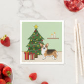 Rode koppen Tri Pembroke Welsh Corgi kerstboom Servet (Insitu)