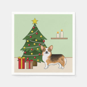 Rode koppen Tri Pembroke Welsh Corgi kerstboom Servet