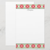Rode koraal bloemengekleurde receptvellen briefpapier (Voorkant / Achterkant)