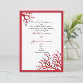 Rode koraal formele uitnodiging (Staand voorkant)