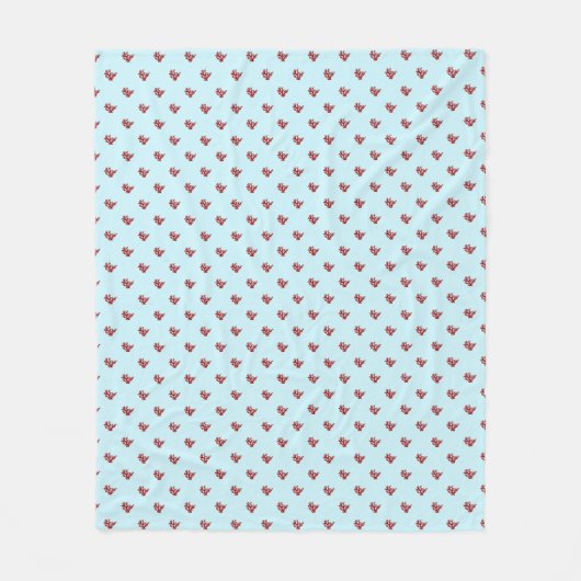 Rode koraal lichtblauw ventilator fleece deken (Voorkant)