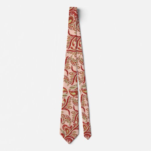 Rode koraal Limoen Paisley Wedding Stropdas (Voorkant)