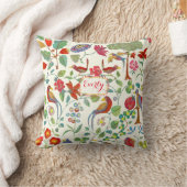 Rode koraal Limoen Roze Lila vogelpatroon Kussen (Deken)