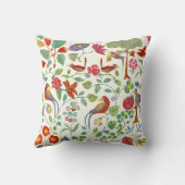 Rode koraal Limoen Roze Lila vogelpatroon Kussen (Achterkant)