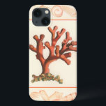 Rode koraal met de Grens van Shell van de Zeggen iPhone 13 Hoesje<br><div class="desc">Maak vandaag nog een modern kunstwerk met een roomkleurige achtergrond. Dit kunststuk bevat een rood,  gearceerd koraal dat zeer scherp en levendig is met een decoratieve conch shell grens. Het is een hedendaags kunststuk dat perfect zal zijn voor elk soort nautisch thema dat je probeert te vinden.</div>
