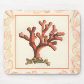 Rode koraal met de Grens van Shell van de Zeggen Muismat (Voorkant)