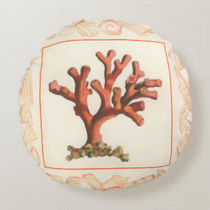 Rode koraal met de Grens van Shell van de Zeggen Rond Kussen