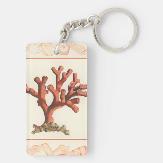 Rode koraal met de Grens van Shell van de Zeggen Sleutelhanger (achterkant)