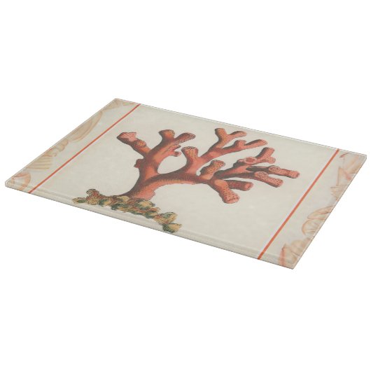 Rode koraal met de Grens van Shell van de Zeggen Snijplank (Hoek)