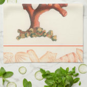 Rode koraal met de Grens van Shell van de Zeggen Theedoek (Gevouwen)