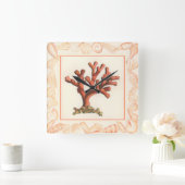 Rode koraal met de Grens van Shell van de Zeggen Vierkante Klok (Huis)