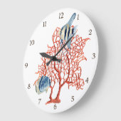 Rode koraal met tropische vis, Angelfish Waterverf Grote Klok (Hoek)