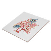 Rode koraal met tropische vis, Angelfish Waterverf Tegeltje (Zijkant)