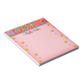 Rode koraal patchwork-kantelkunst notitieblok (Schuin)