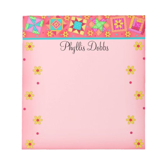 Rode koraal patchwork-kantelkunst notitieblok (Voorkant)