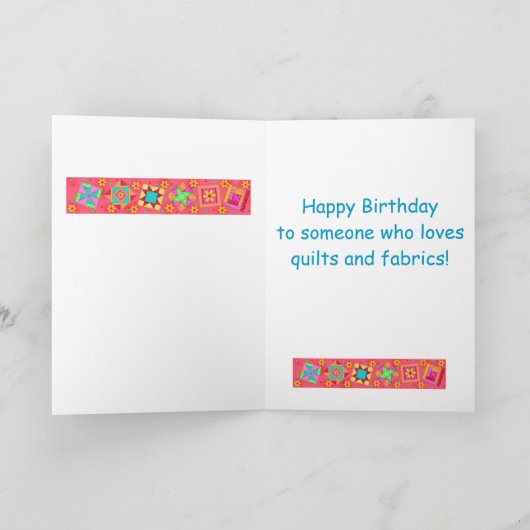 Rode koraal patchwork Quilt Block Art Happy Birthd Kaart (Binnen)