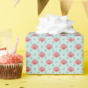 Rode koraal patroon cadeaupapier