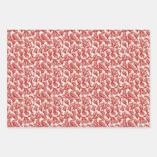 Rode koraal patroon inpakpapier vel (Voorkant 2)