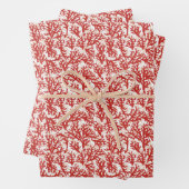 Rode koraal patroon inpakpapier vel (In situ)