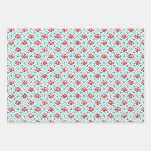 Rode koraal patroon inpakpapier vel (Voorkant)