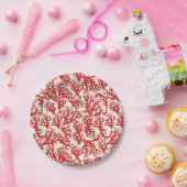 Rode koraal patroon papieren bordje (Feest)