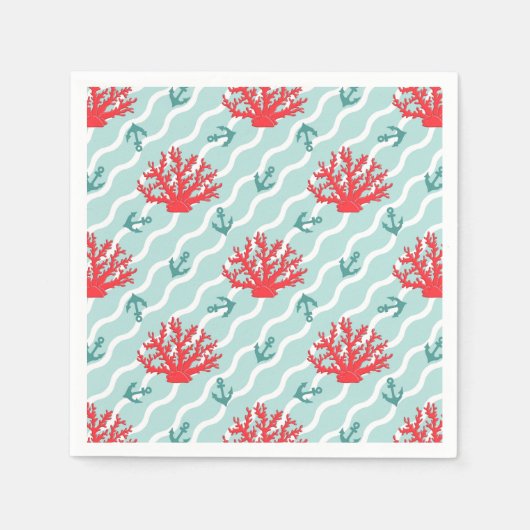 Rode koraal patroon servet (Voorkant)