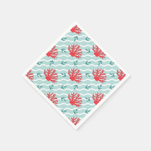 Rode koraal patroon servet (Hoek)